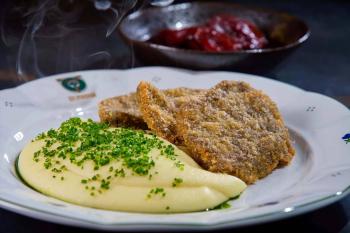 Račice Castle - venison schnitzel
